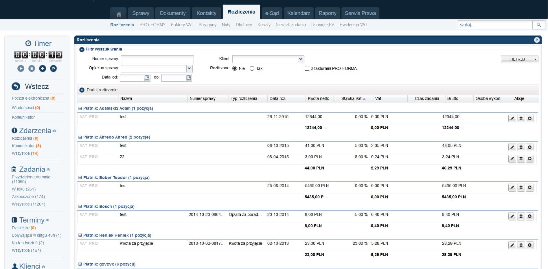 A screenshot of the neoLegal Accounts tab