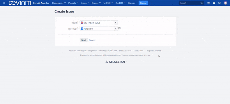 How to create a Jira issue screen view GIF