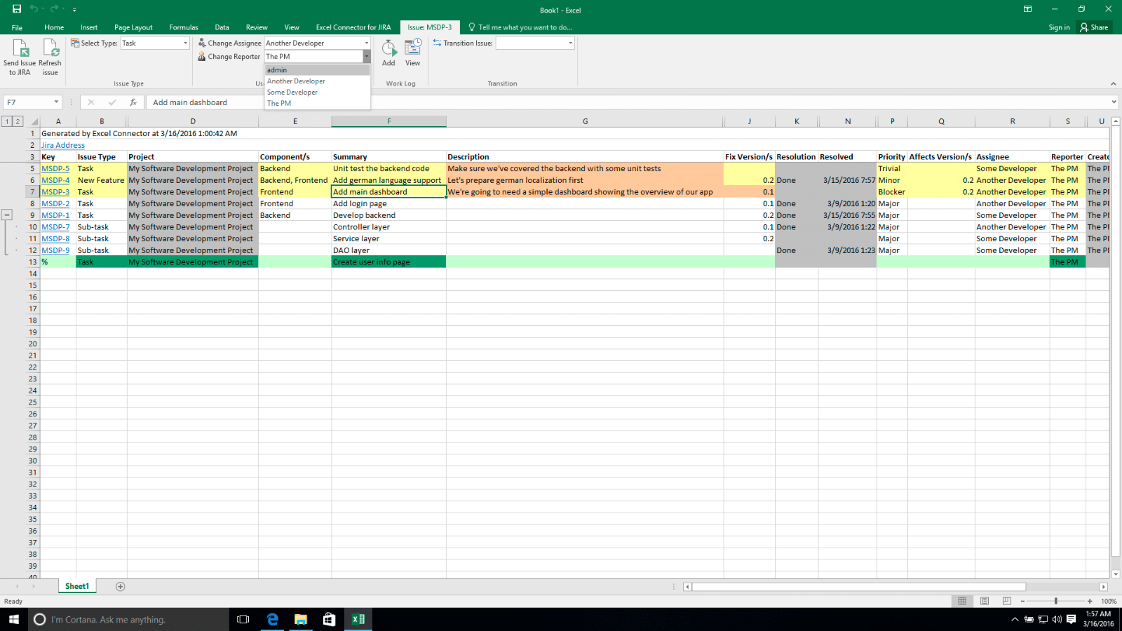 Excel sheet screen view with storing requirements, test cases, and possible defects