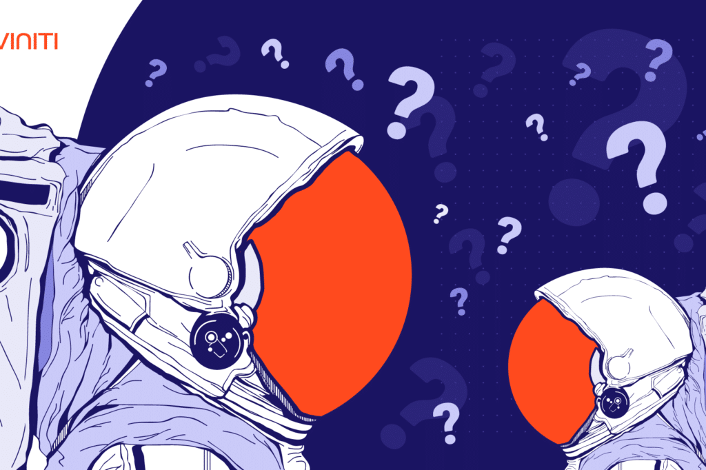 astronauts and question mark illustration