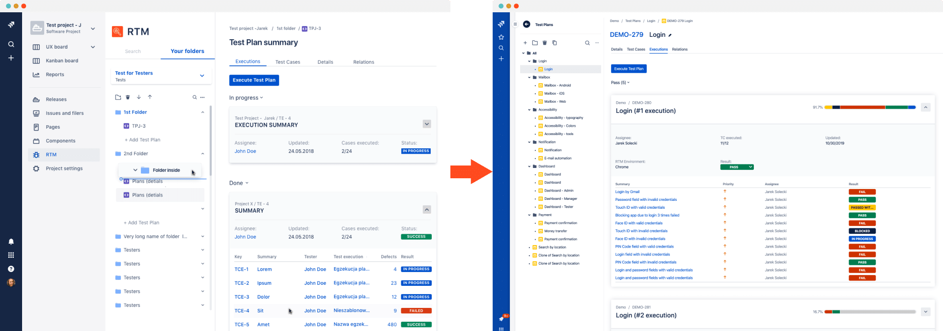 Requirements and Test Management for Jira screen view