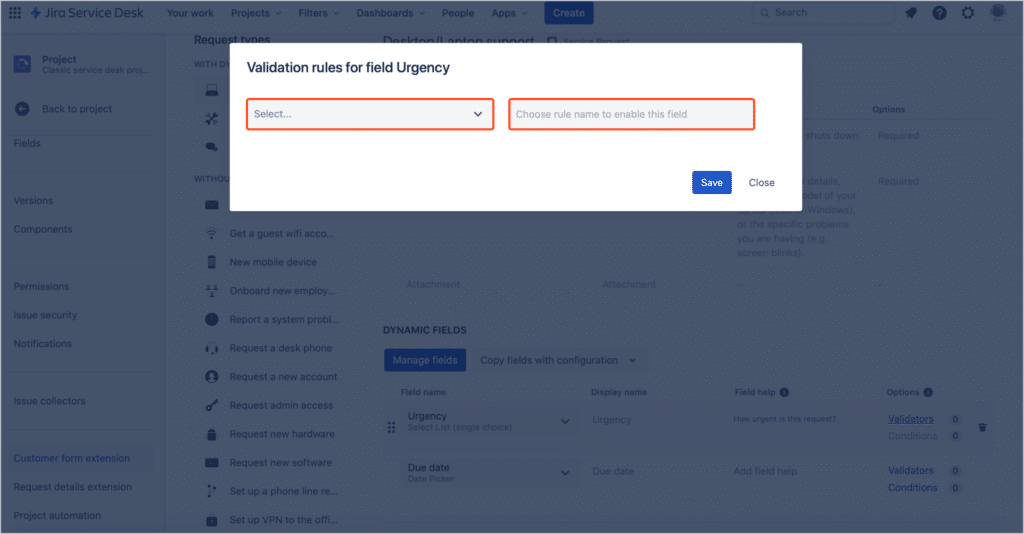 Dynamic Forms in Extension for Jira Service Management