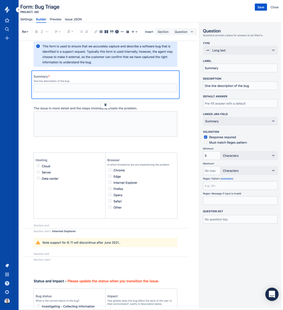 Creating an issue using Jira ProForma software