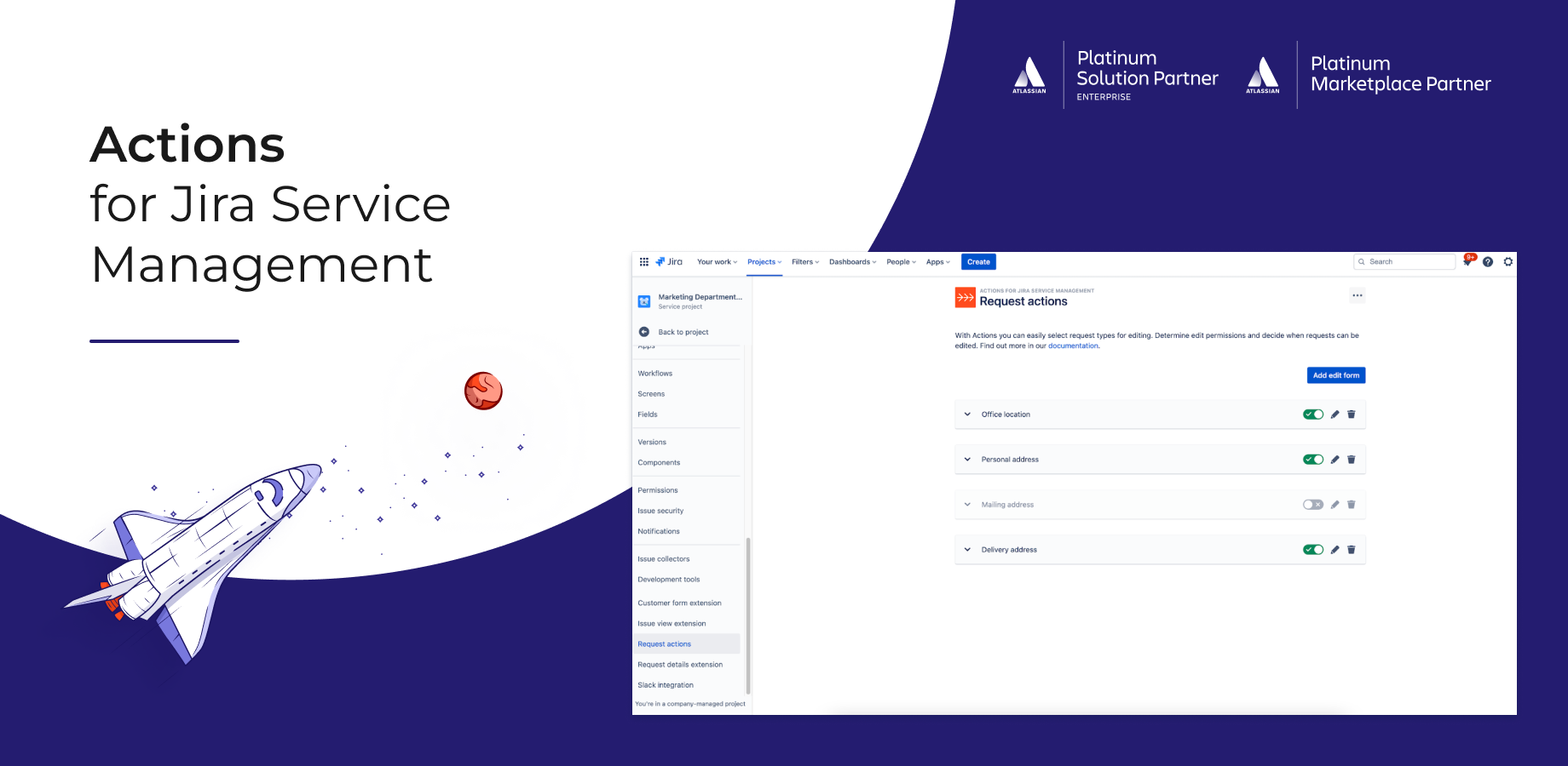 Banner Actions for Jira Service Management