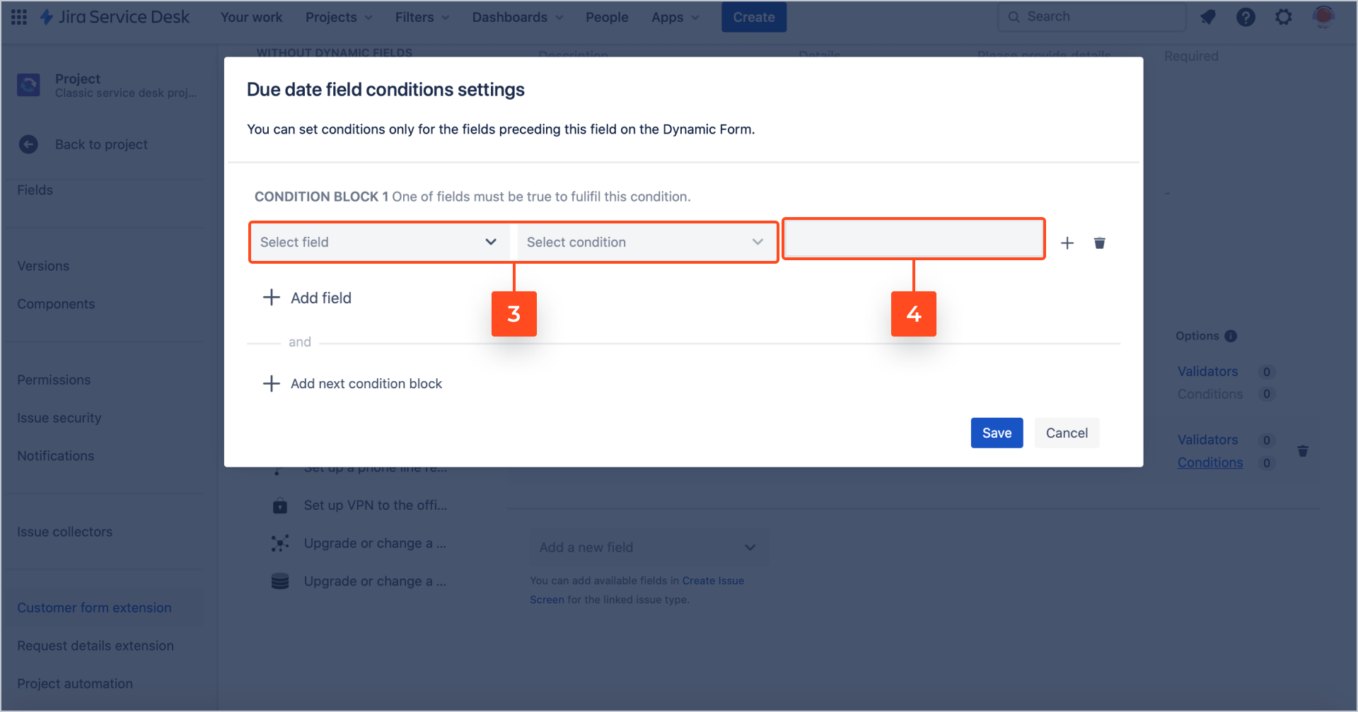 Extension for Jira Service Management - Condition value