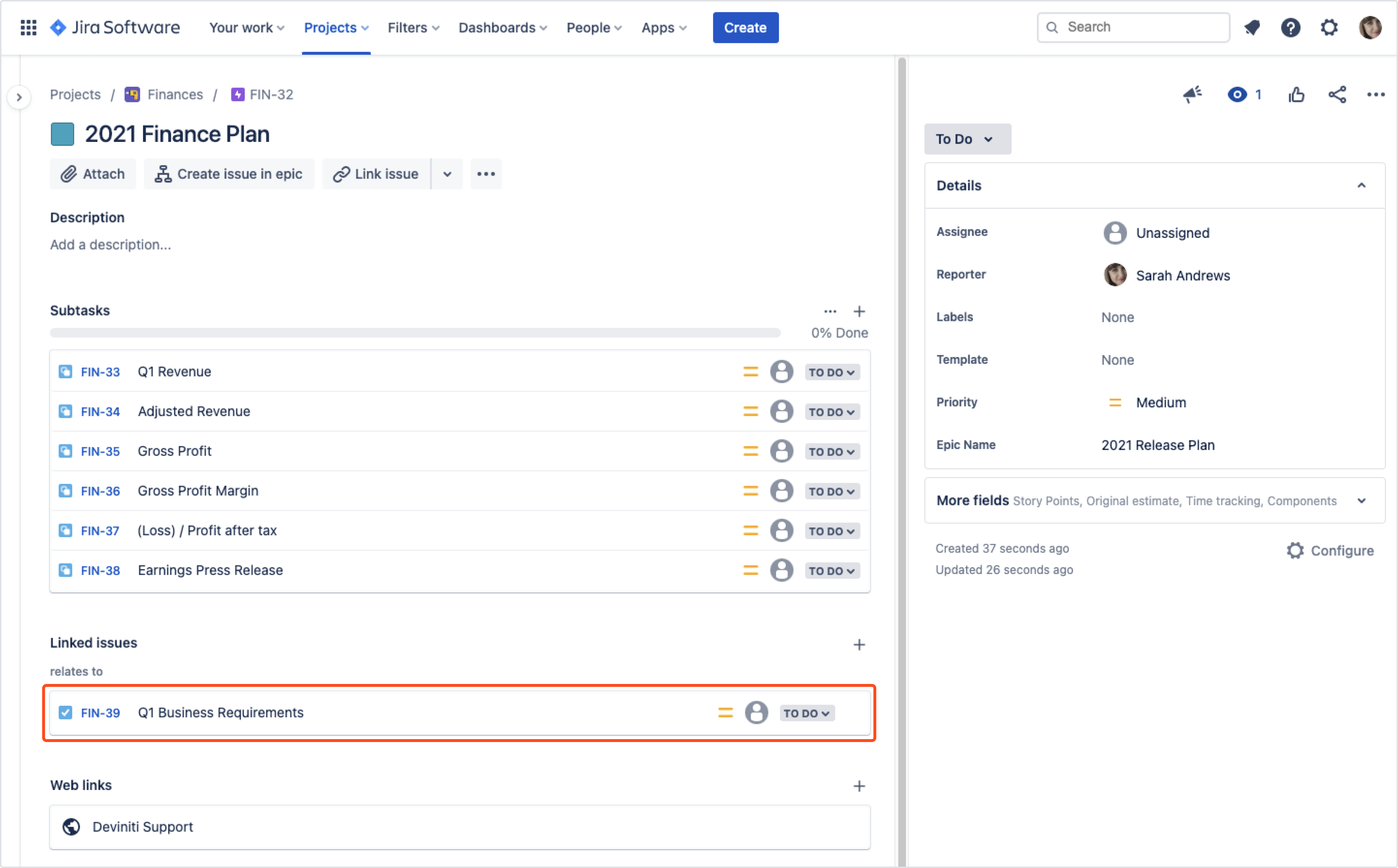 Issue Templates for Jira Cloud: Copy links and linked issues