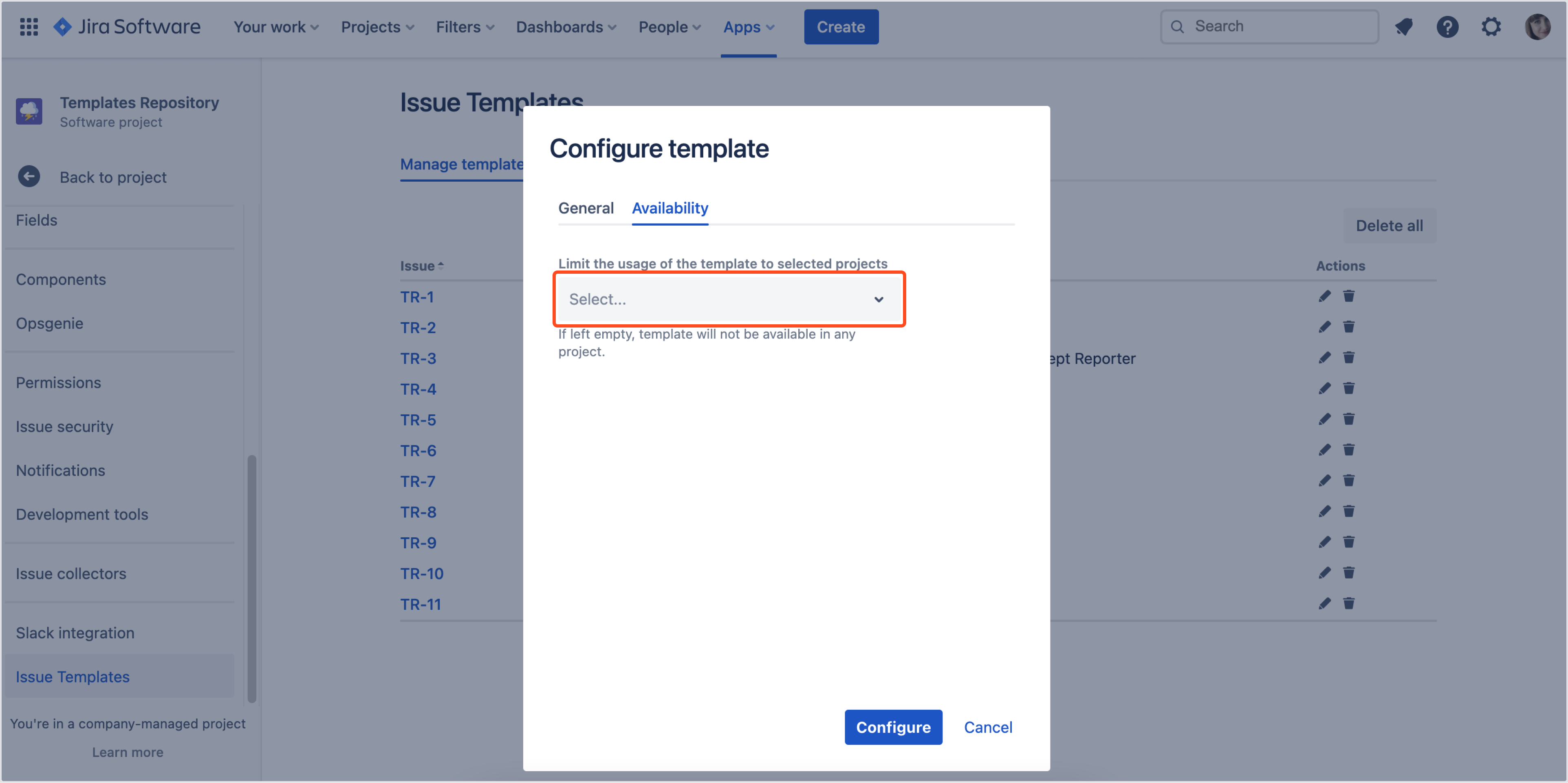 Issue Templates for Jira Cloud: Manage Templates