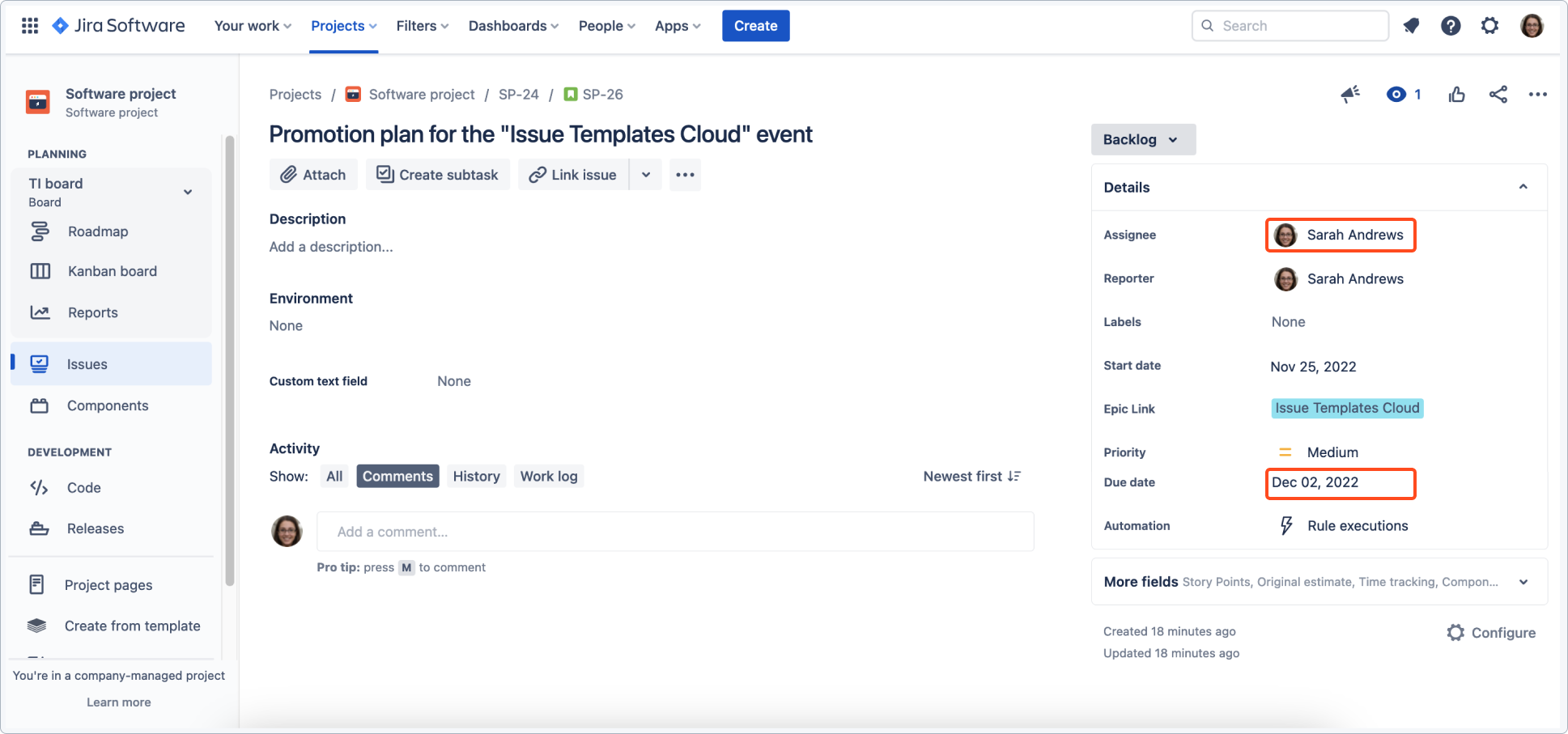 Issue Templates for Jira Cloud: Static Variables
