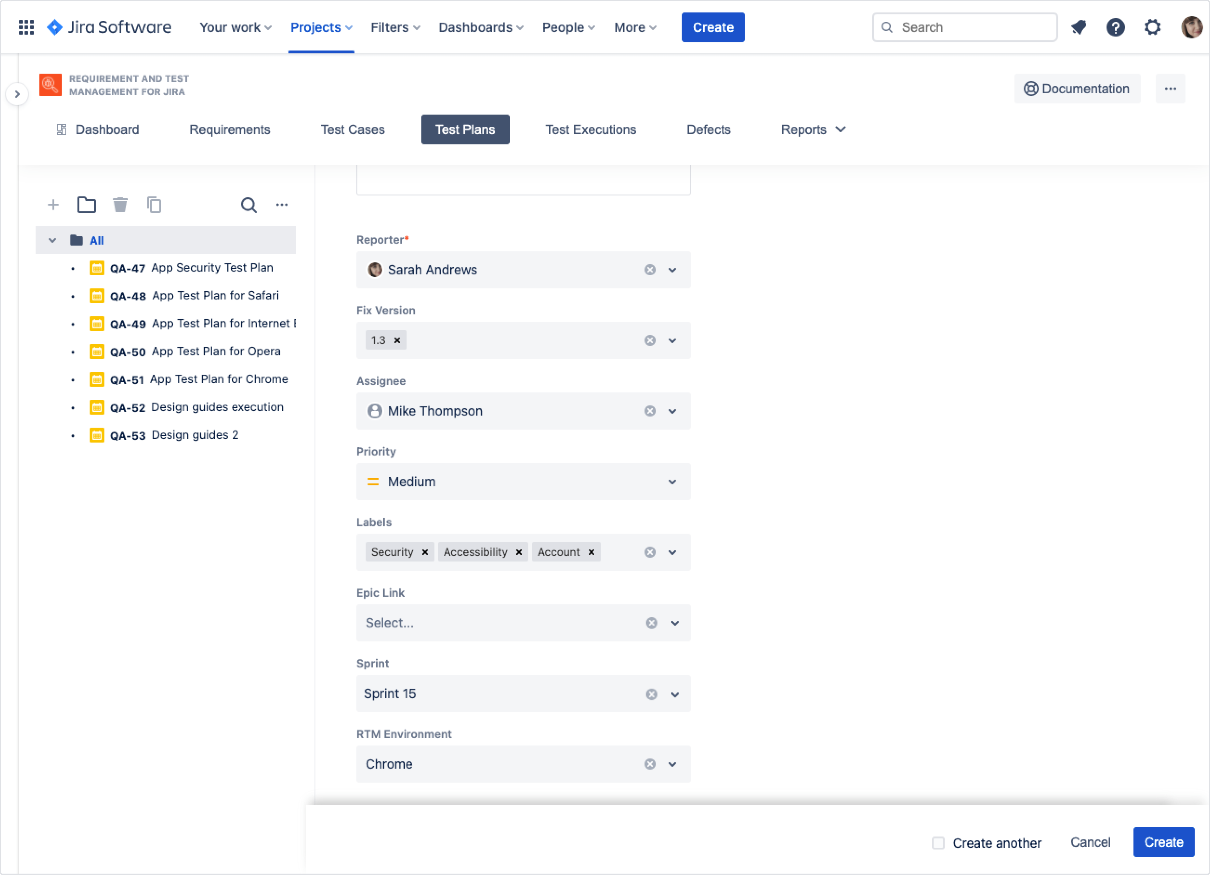 How to create a Test Plan in Jira