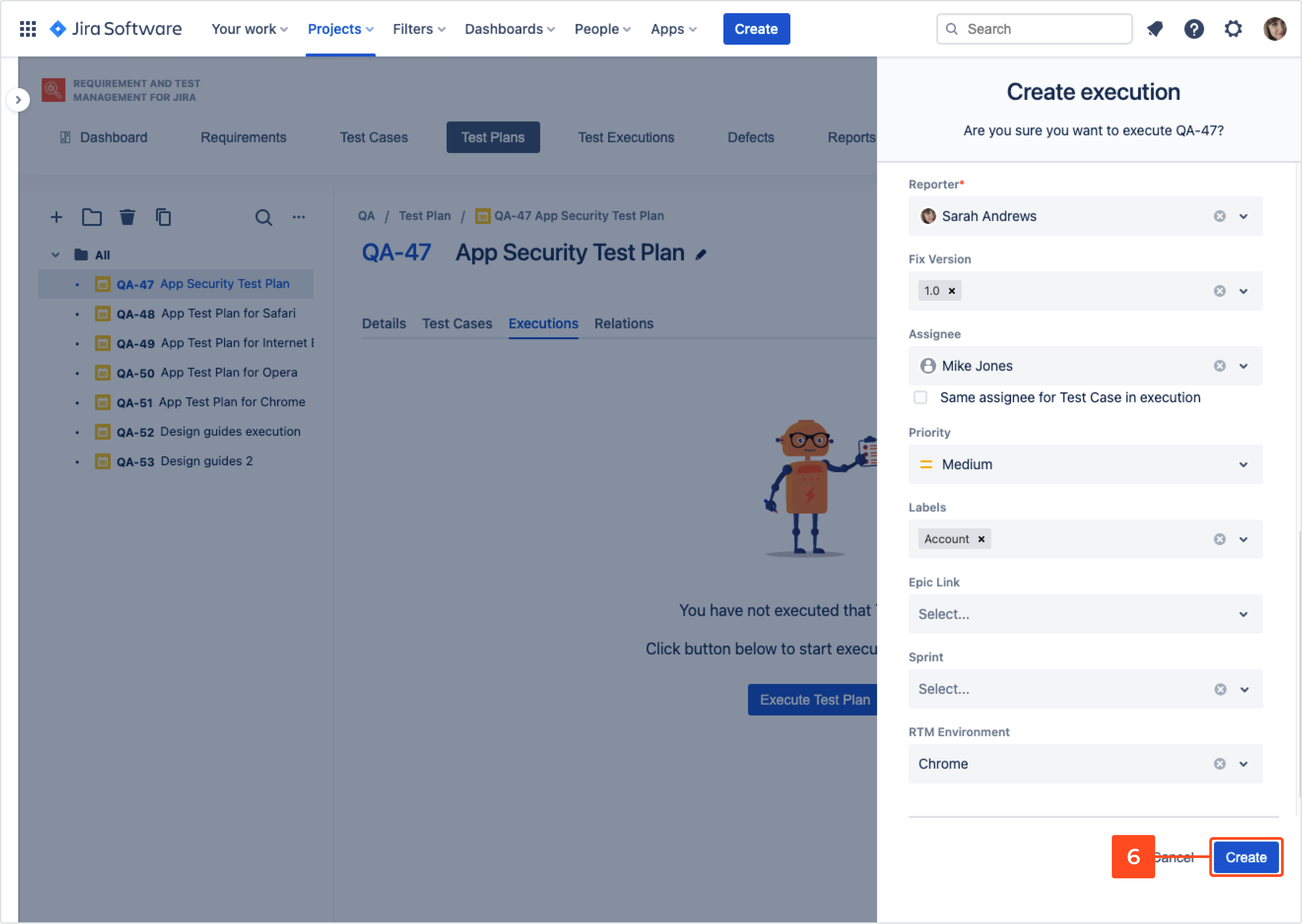 Execute Test Plan with Requirements and Test Management for Jira app