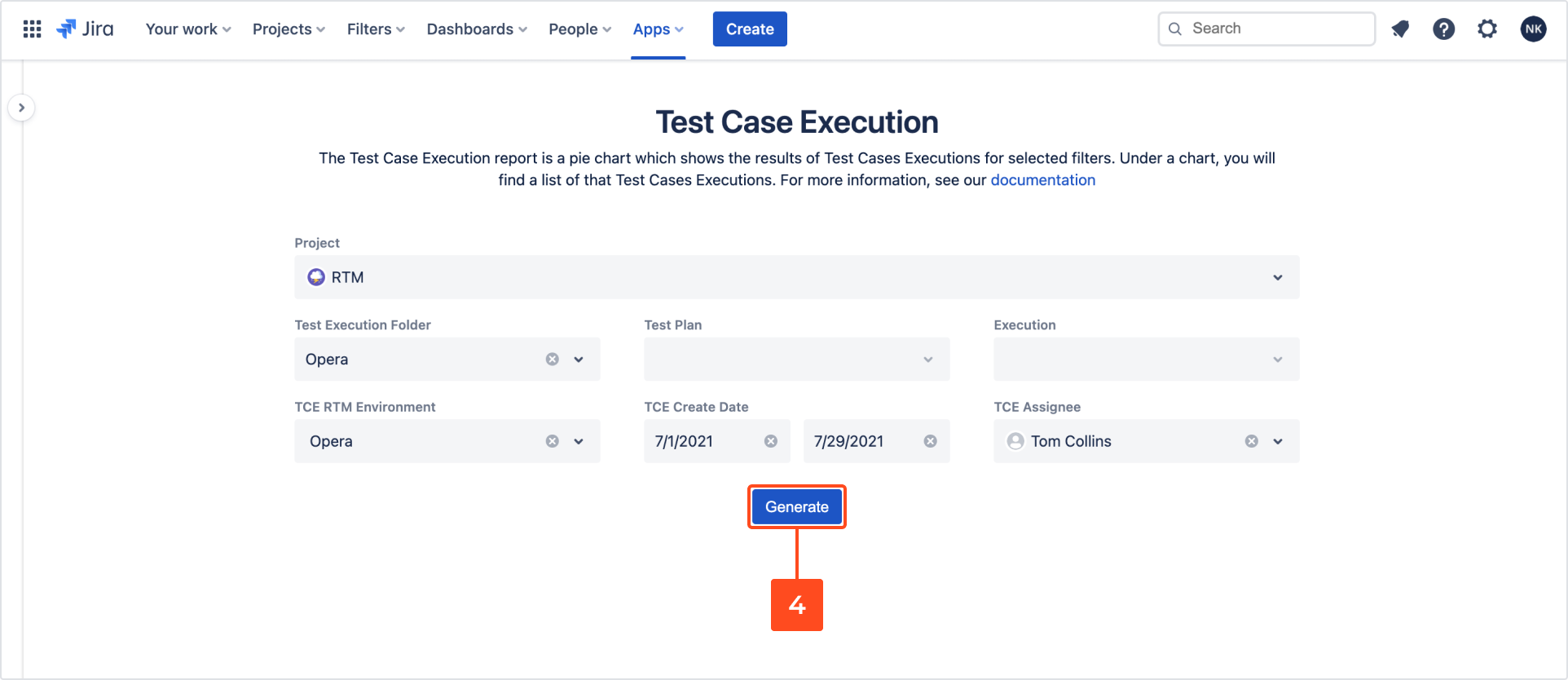 Test Case Executions report with Requirements and Test Management for Jira app