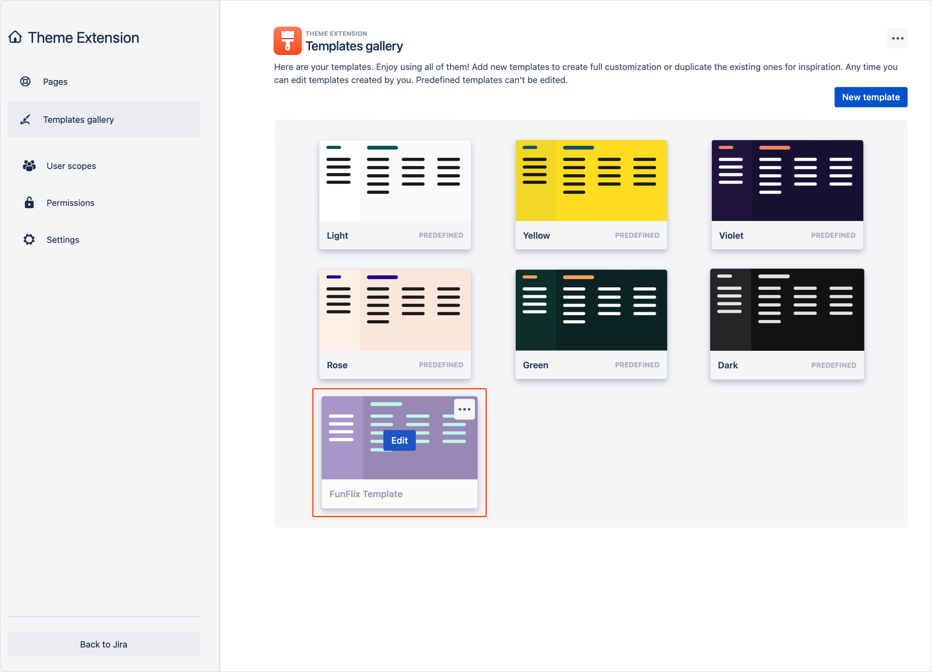 Theme Extension for Jira Service Management - Edit template
