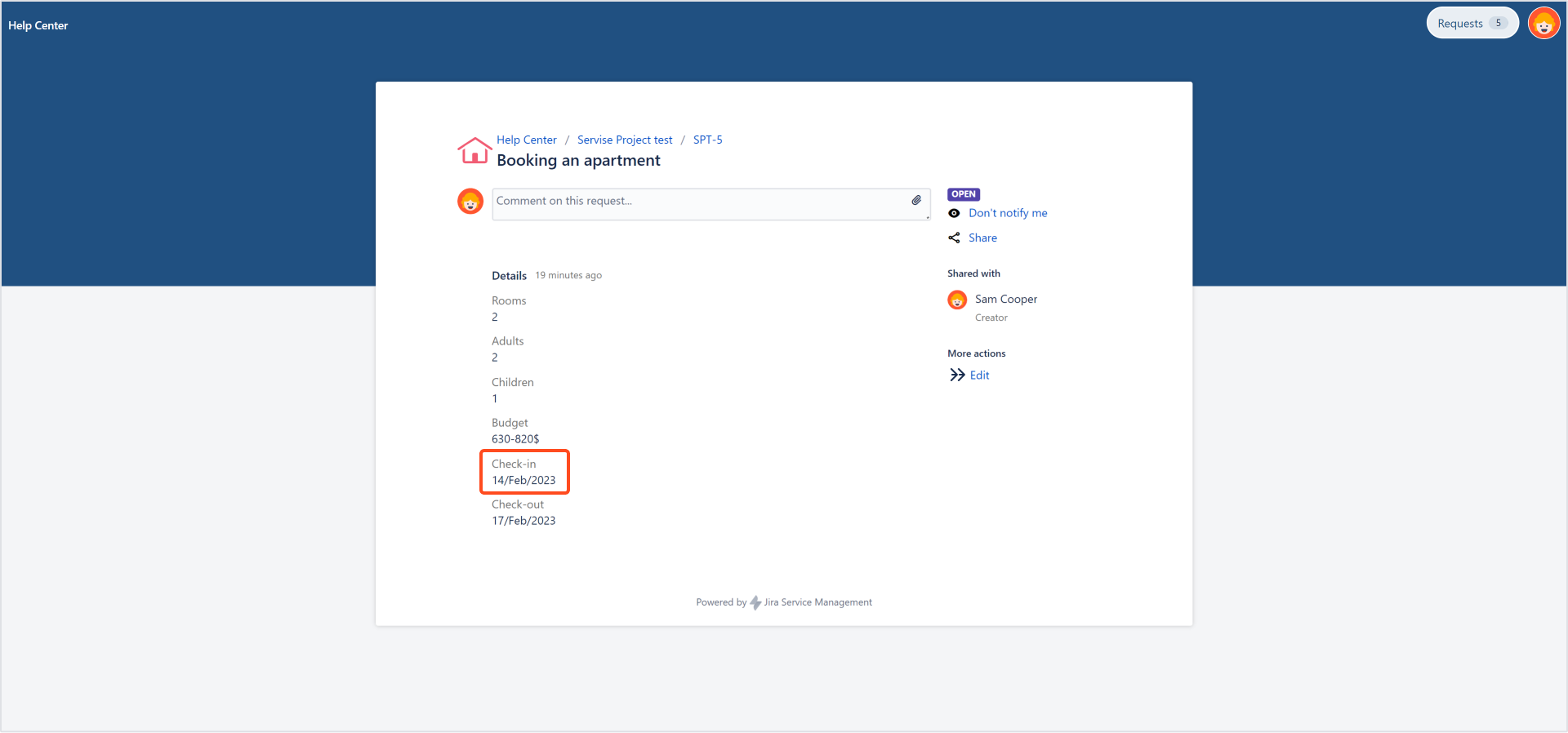 Now you can see editing information in the request detail view with Actions for Jira Service Management