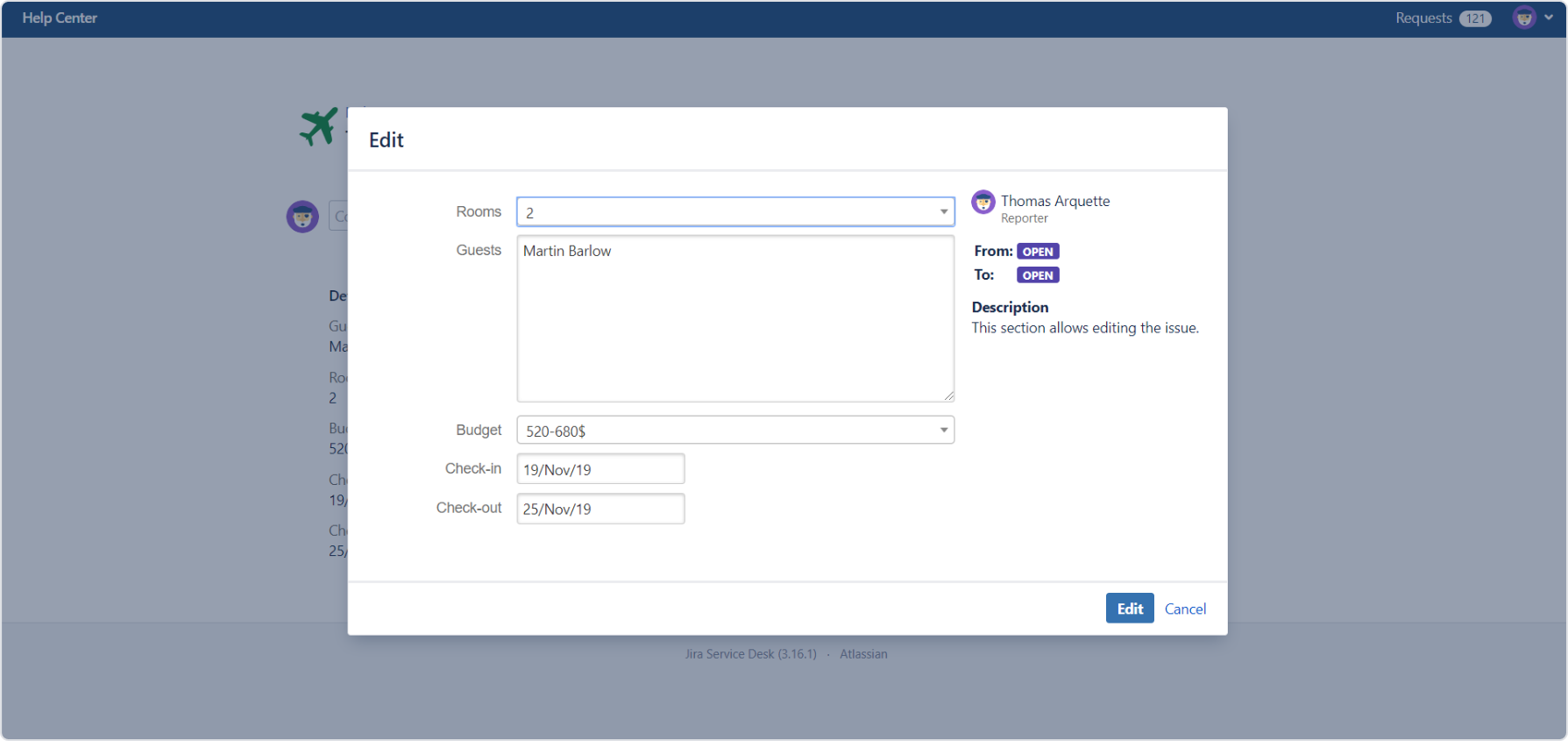 Optional fields on the Customer Portal with Actions for Jira Service Management app