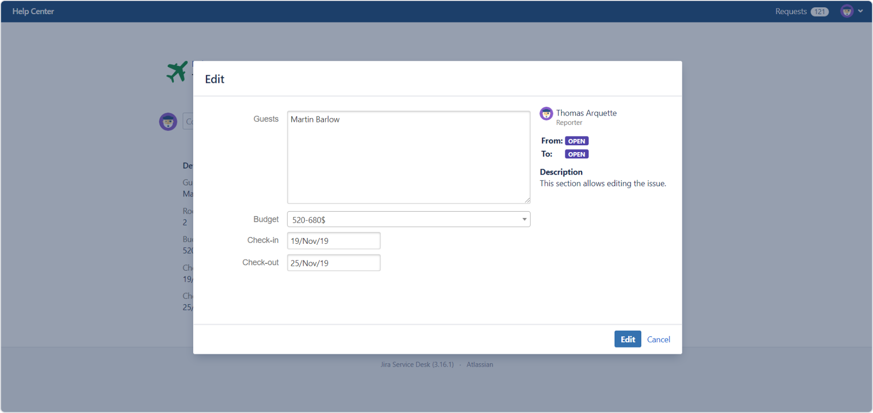 Removed Rooms field on the Customer Portal with Actions for Jira Service Management app