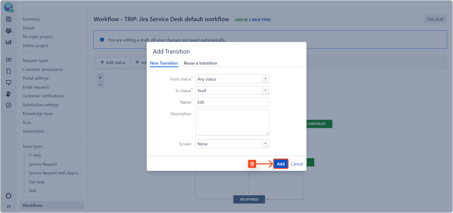 Enable the Jira Service Management self service