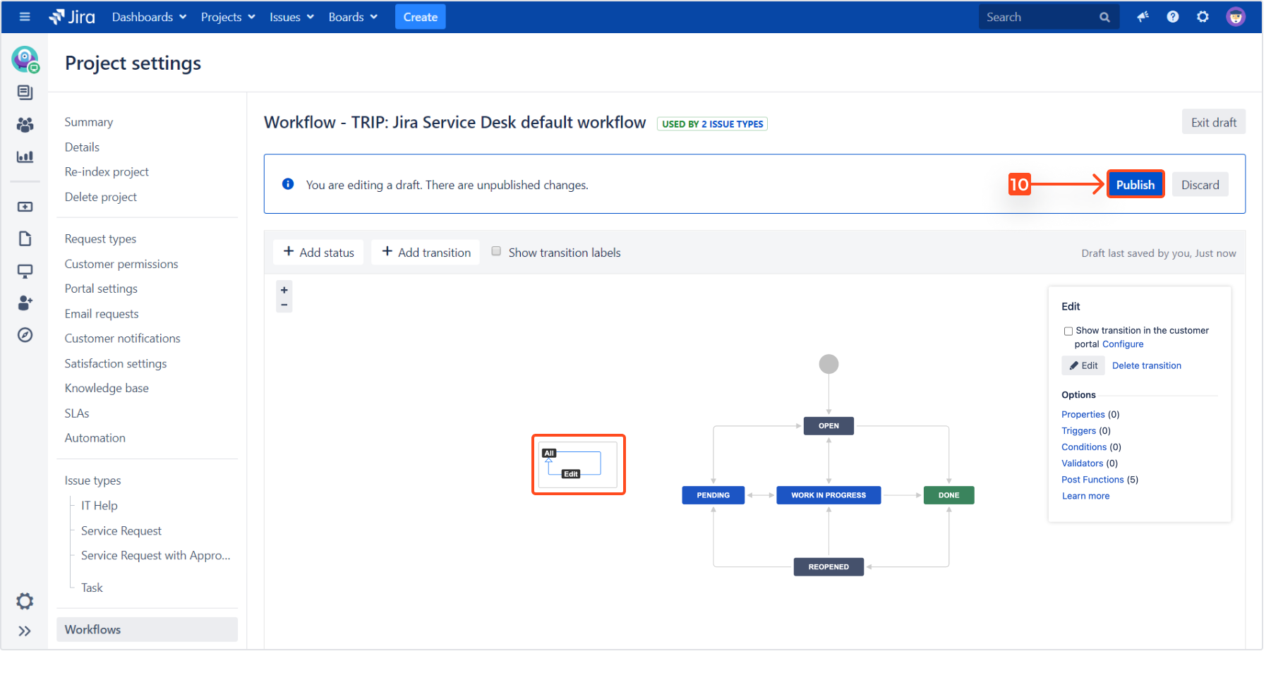 Transition display name on the Customer Portal with Actions for Jira Service Management app