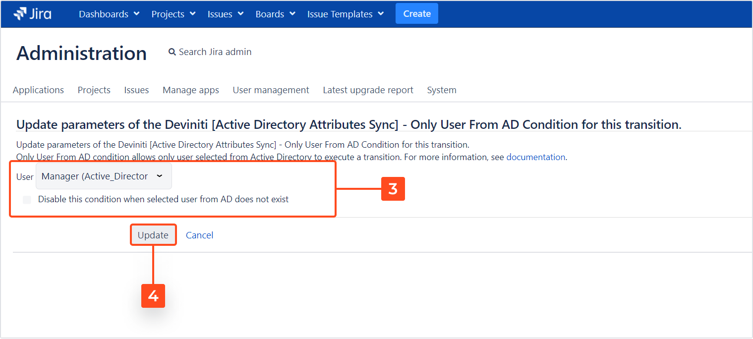 Active Directory Attributes Sync for Jira - Display AD attributes in Jira issues: Updating the Only User From AD condition