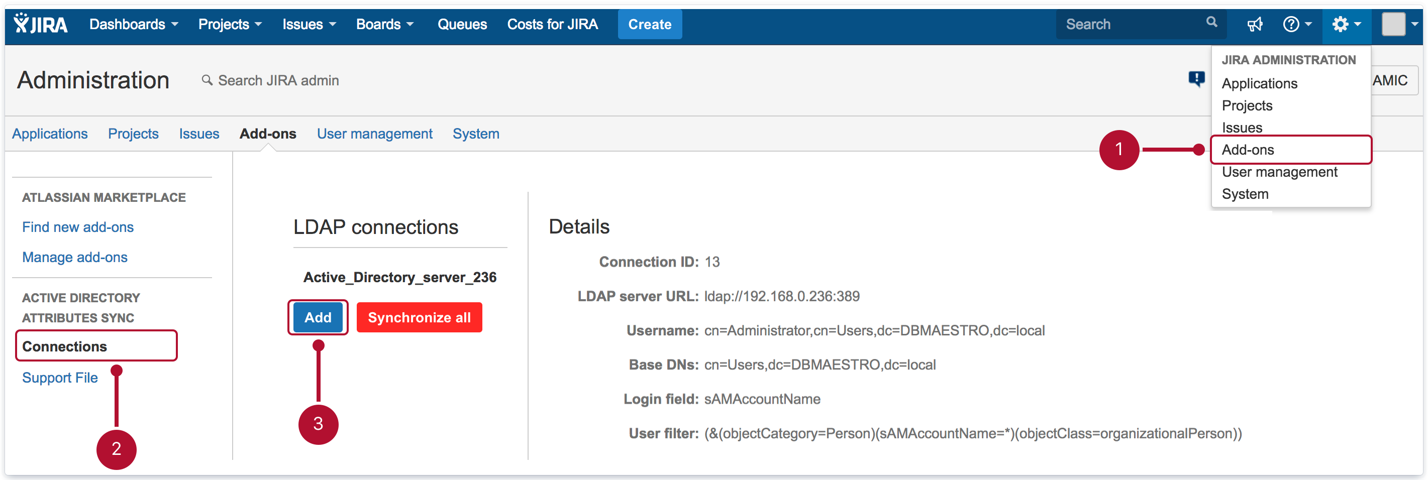 Active Directory Attributes Sync for Jira - Configuring a Jira LDAP connection