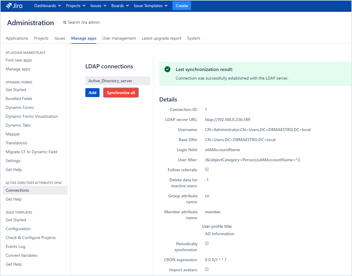 Active Directory Attributes Sync for Jira - Update Data on the LDAP server: Synchronizing Jira User Directory