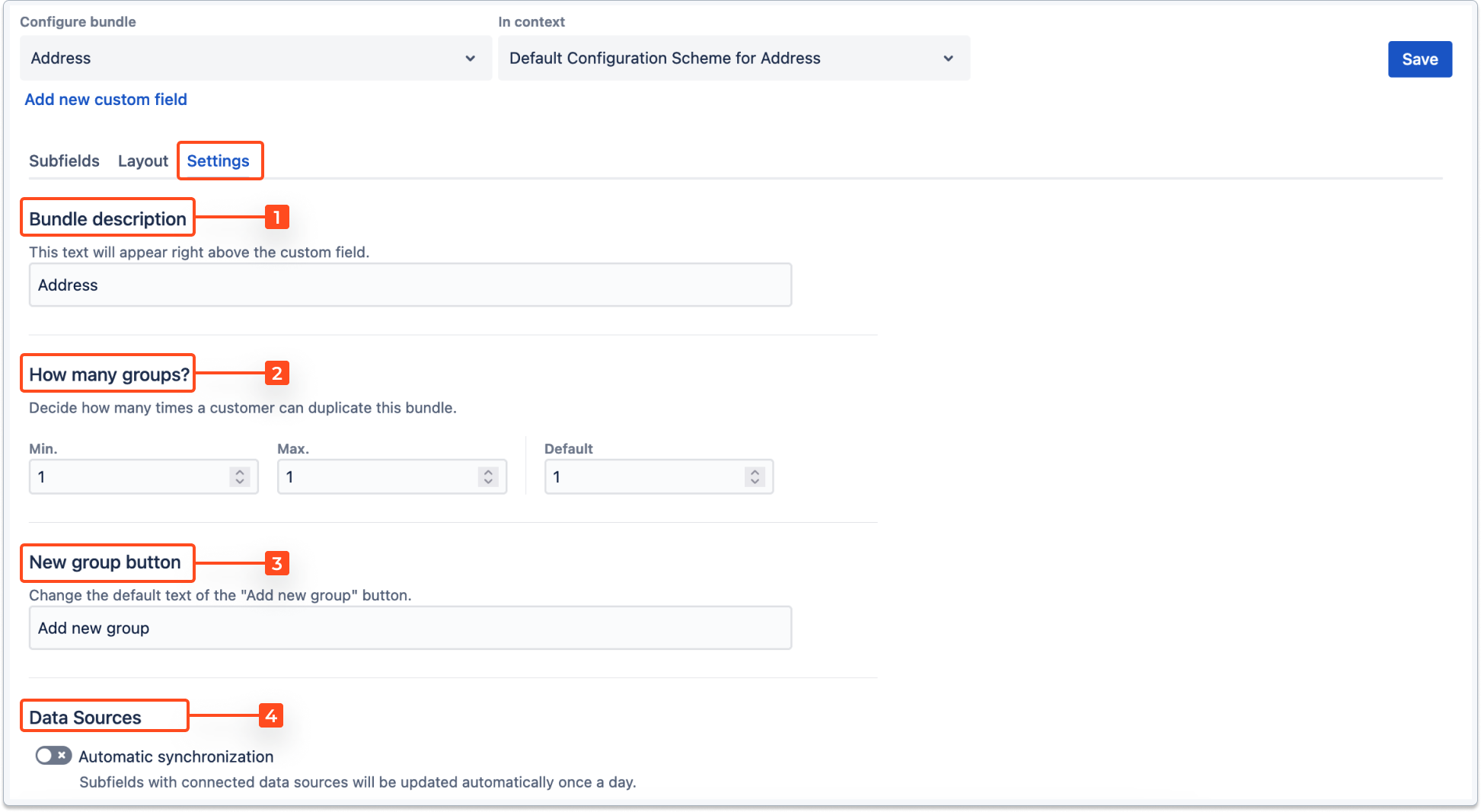 Dynamic Forms for Jira - Bundled Fields Configuration: Settings