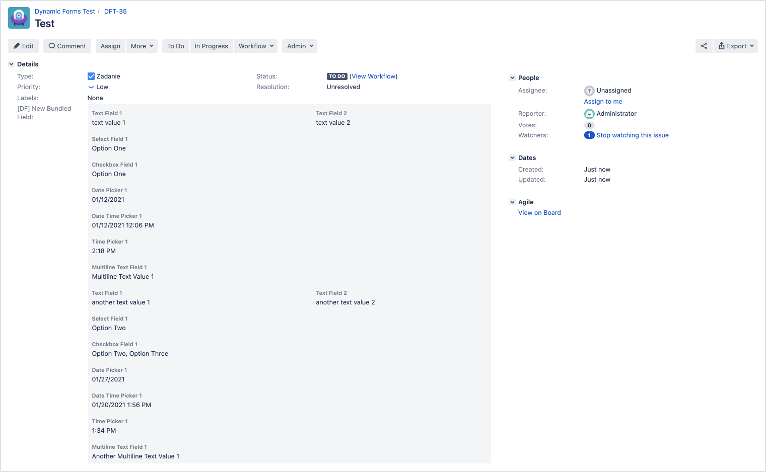 Dynamic Forms for Jira - Bundled Field Structure: Jira Issue View