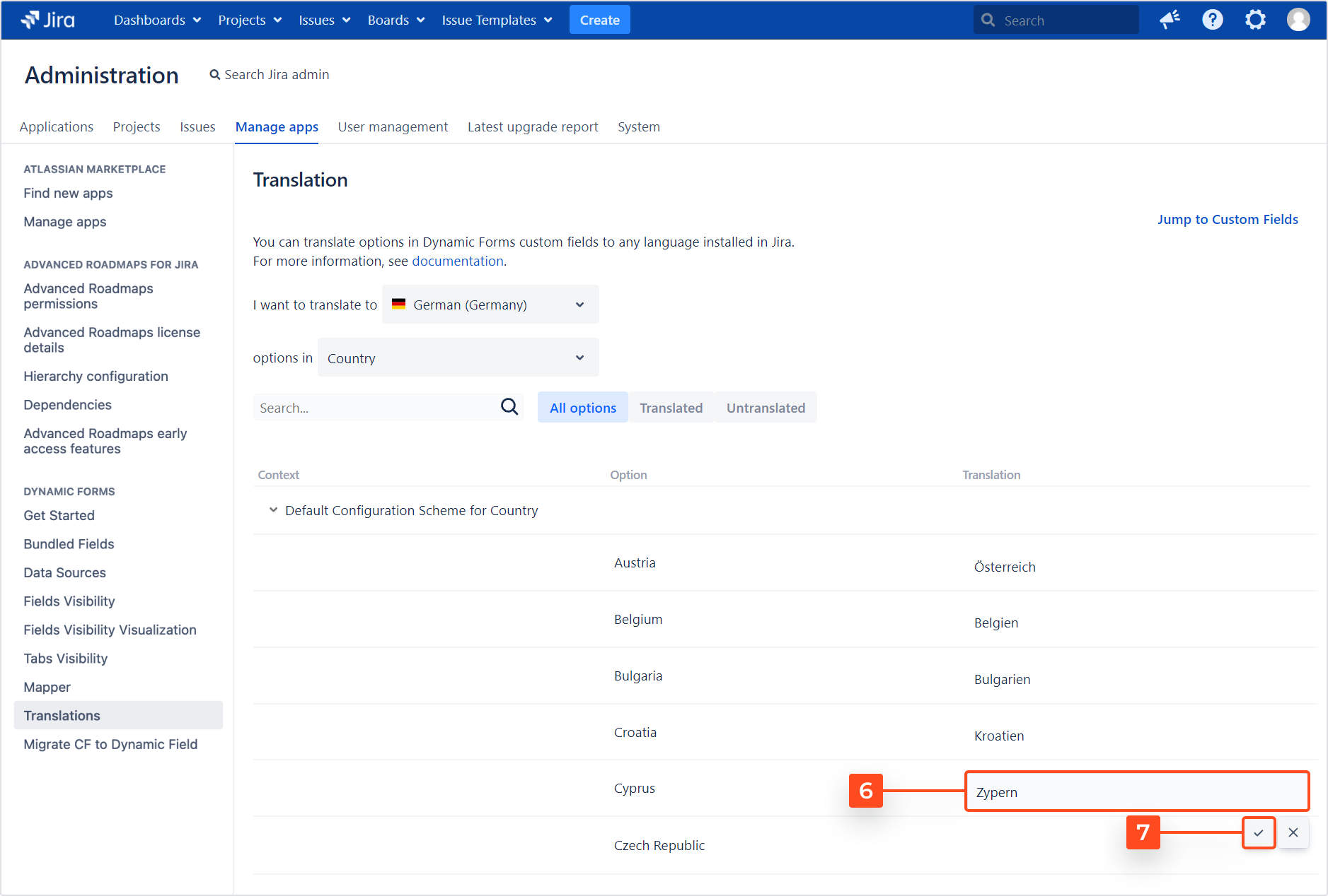 Dynamic Forms for Jira - Translations