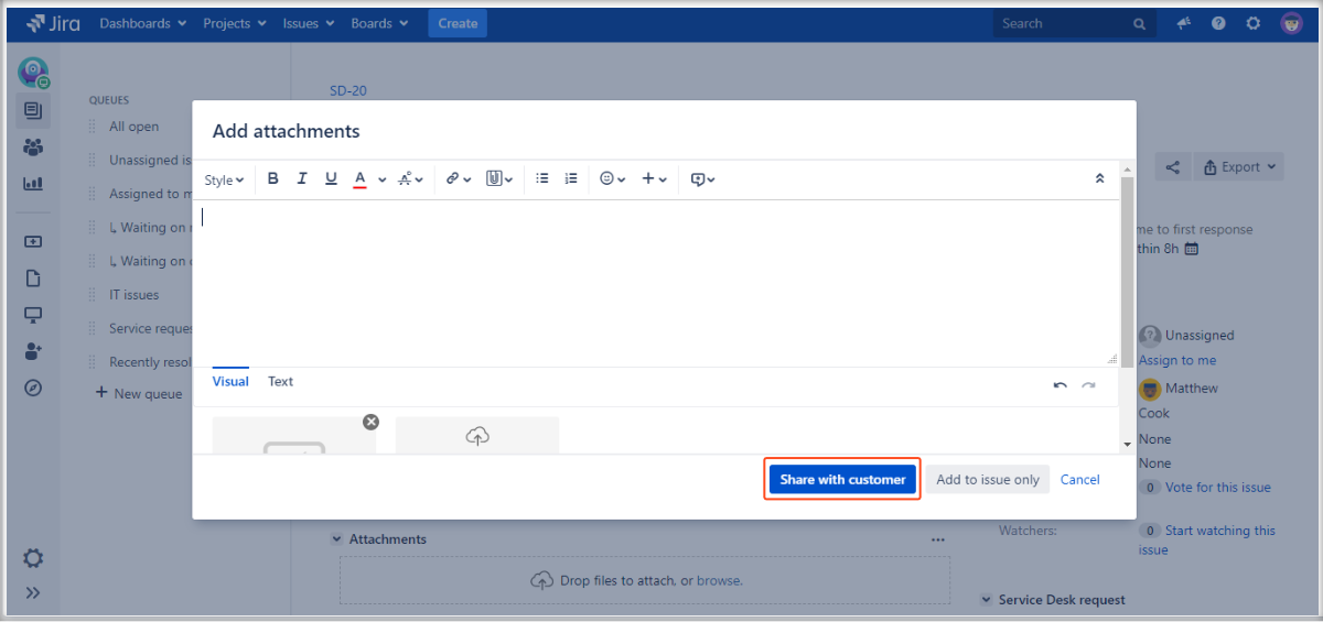 Extension for Jira Service Management - Show Attachments in the issue view on the Customer Portal