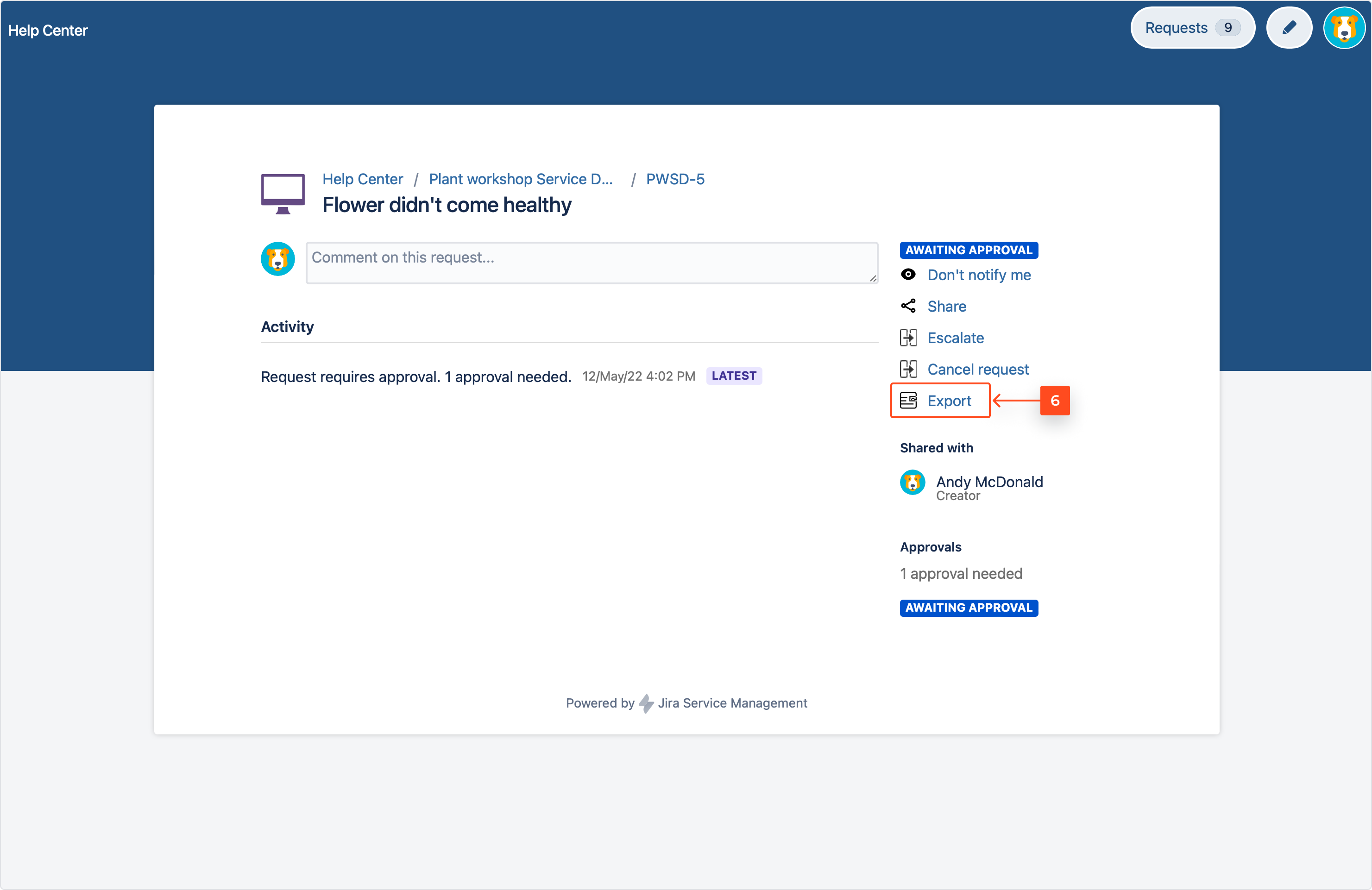 Now you can create Jira Service Management requests with Export Issue configuration in the request details view on the Customer Portal