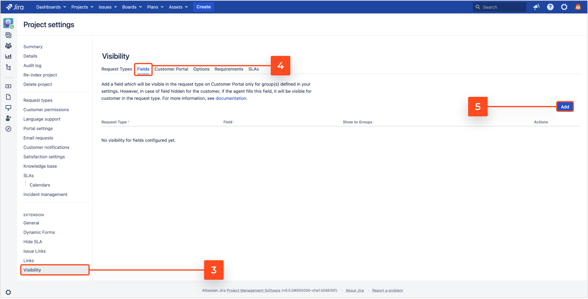 Extension for Jira Service Management - Configuring Fields visibility