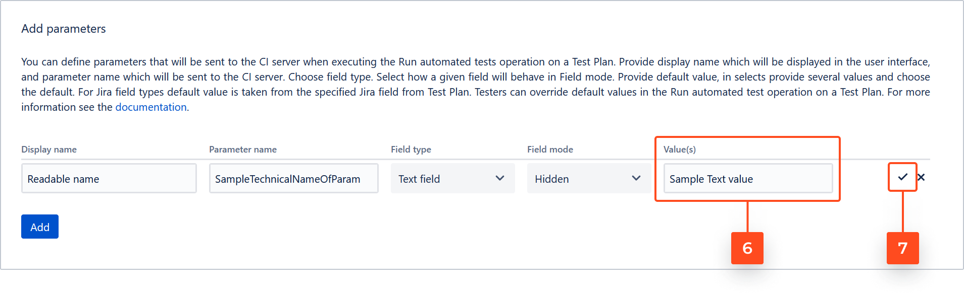 Additional parameters in Run automated tests operation