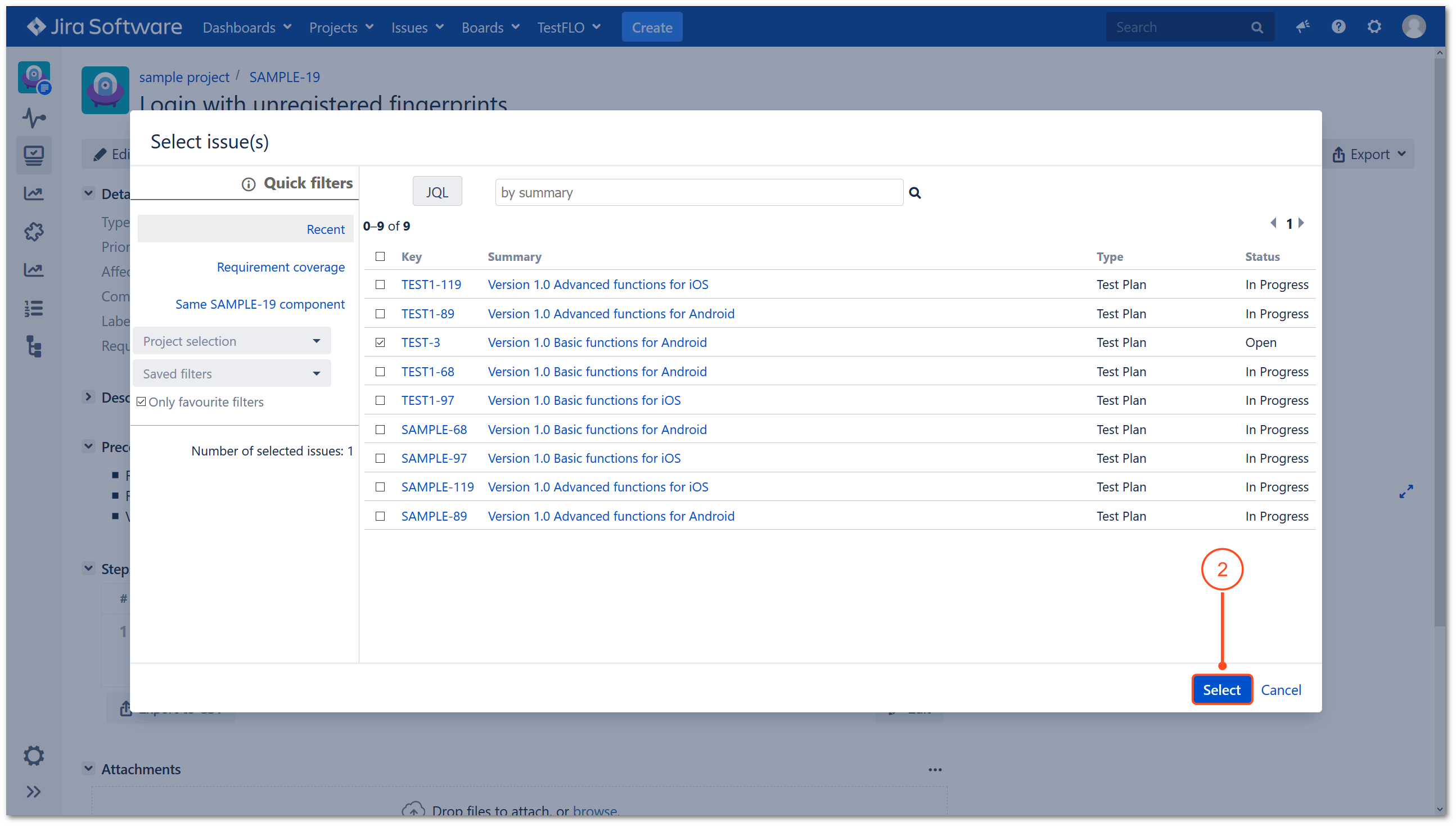 Add to existing Test Plan operation in TestFLO Jira Test Management