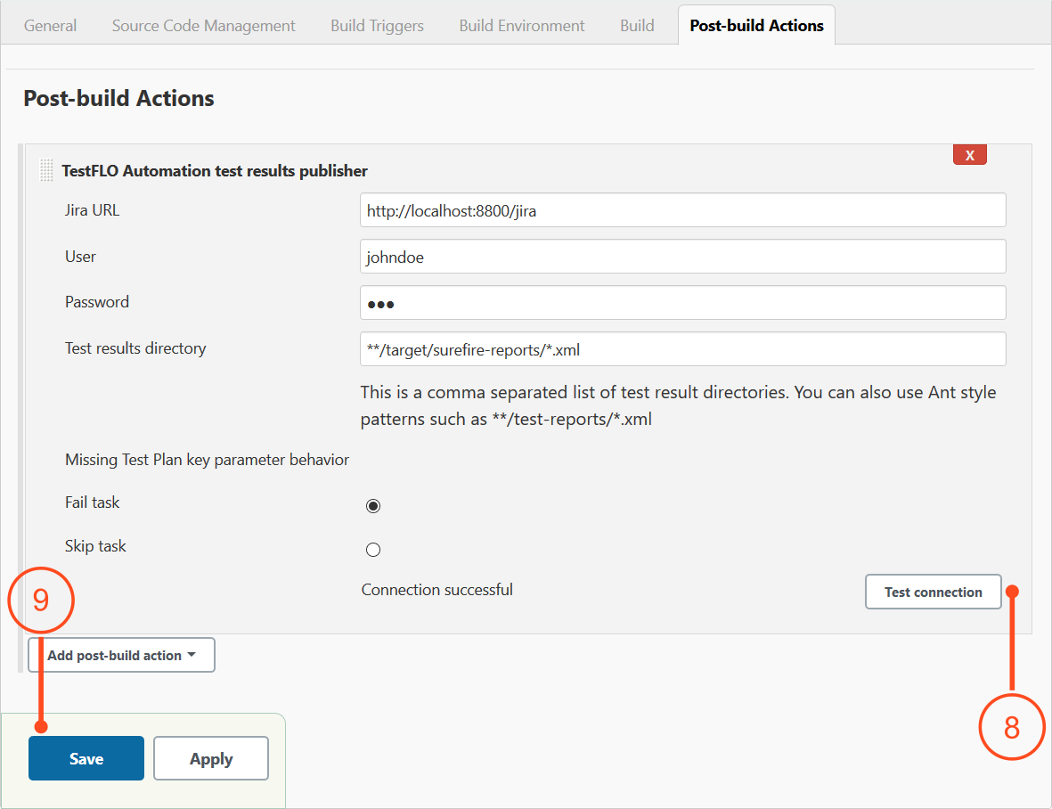 Post-build action in Jenkins job configuration