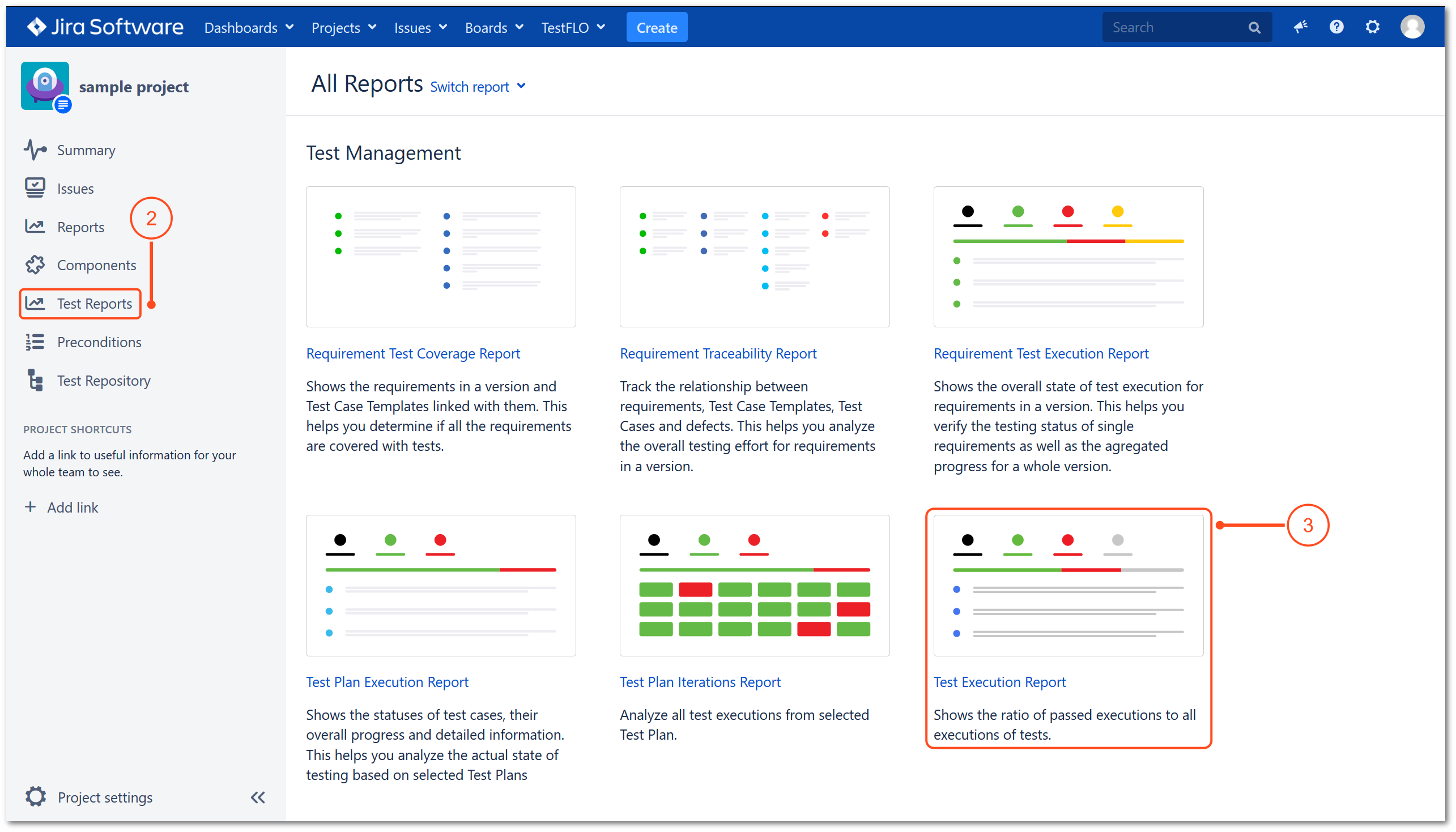 Report with TestFLO Jira Test Management
