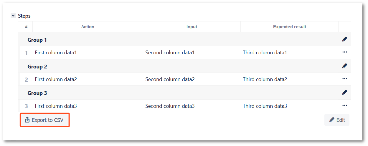 Export steps to CSV